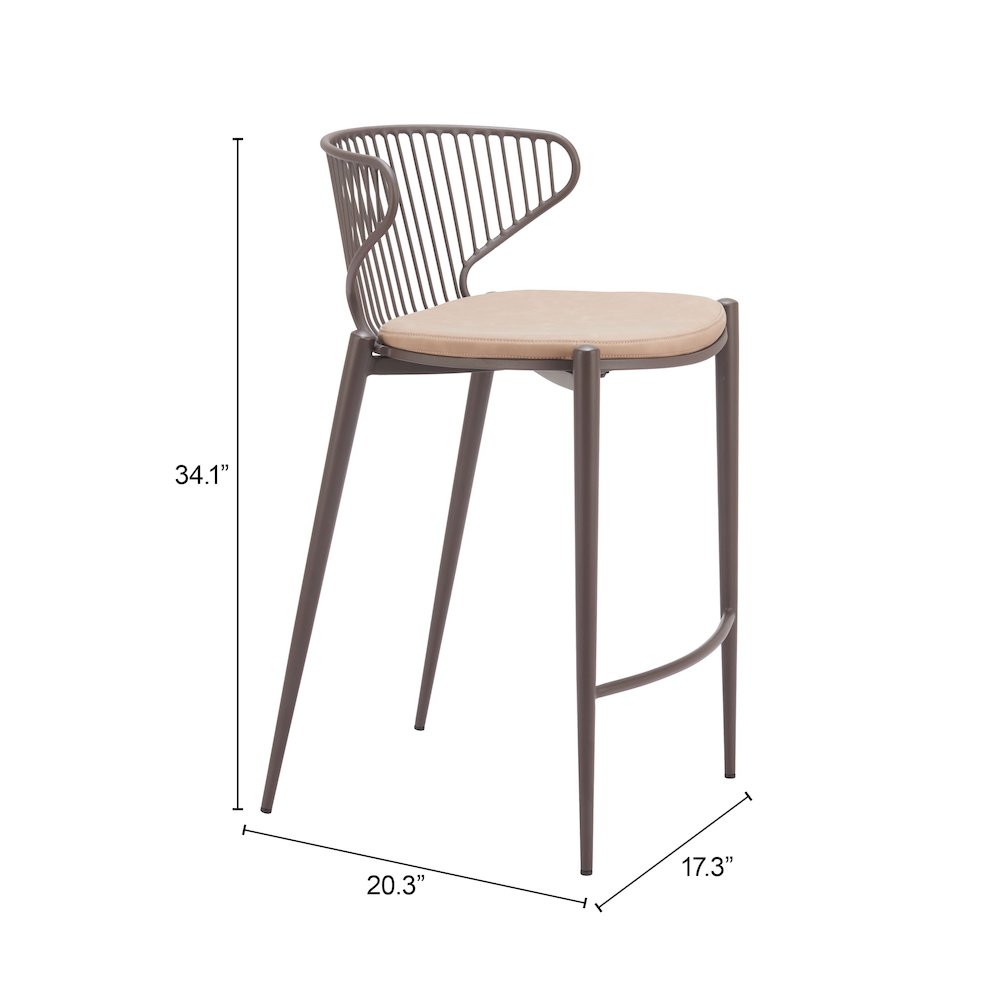 Silues Counter Stool (Set of 2) Taupe & Brown. Picture 9