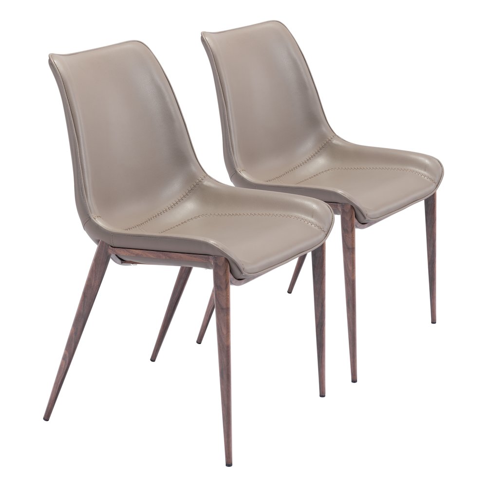 Magnus Dining Chair (Set of 2) Brown & Walnut. Picture 6