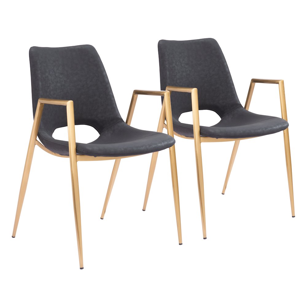 Desi Dining Chair (Set of 2) Black & Gold. Picture 6