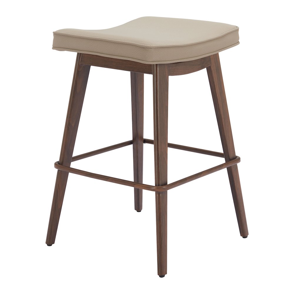 Divat Counter Stool (Set of 2) Beige & Walnut. Picture 4