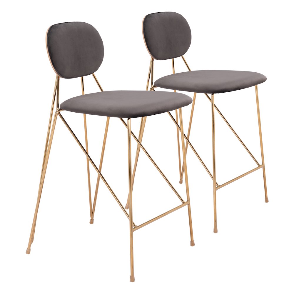 Georges Counter Stool (Set of 2) Gray & Gold. Picture 6