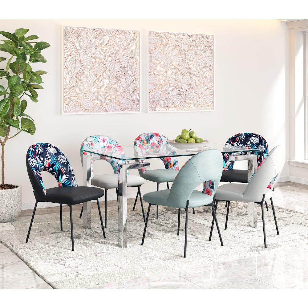 Torrey Dining Chair (Set of 2) Multicolor Print & Gray. Picture 10