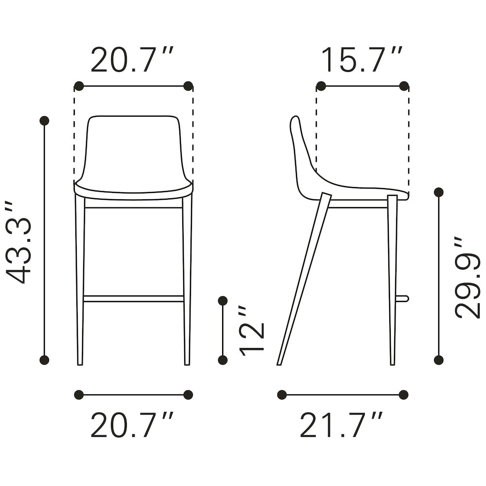 Magnus Barstool (Set of 2) Black & Silver. Picture 11