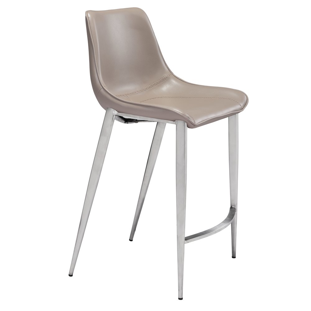 Magnus Counter Stool (Set of 2) Brown & Silver. Picture 1