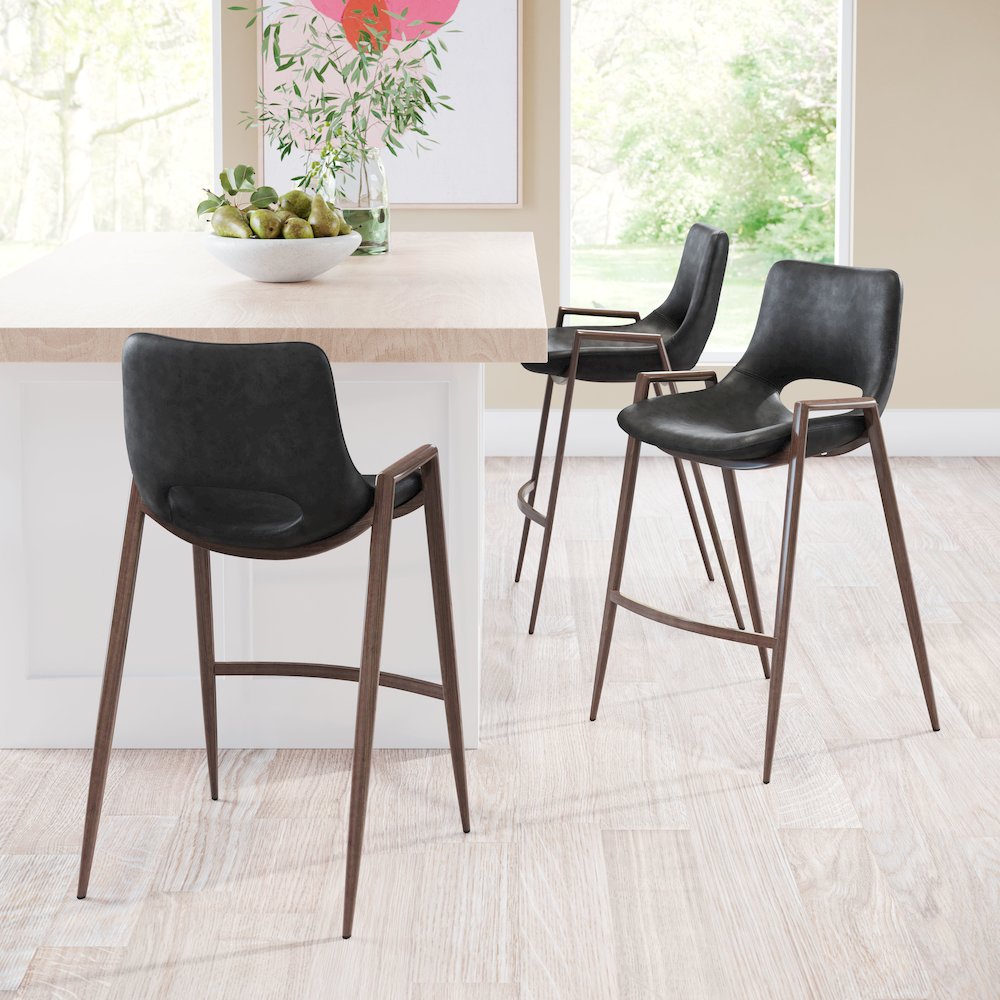 Desi Counter Stool (Set of 2) Black & Walnut. Picture 9