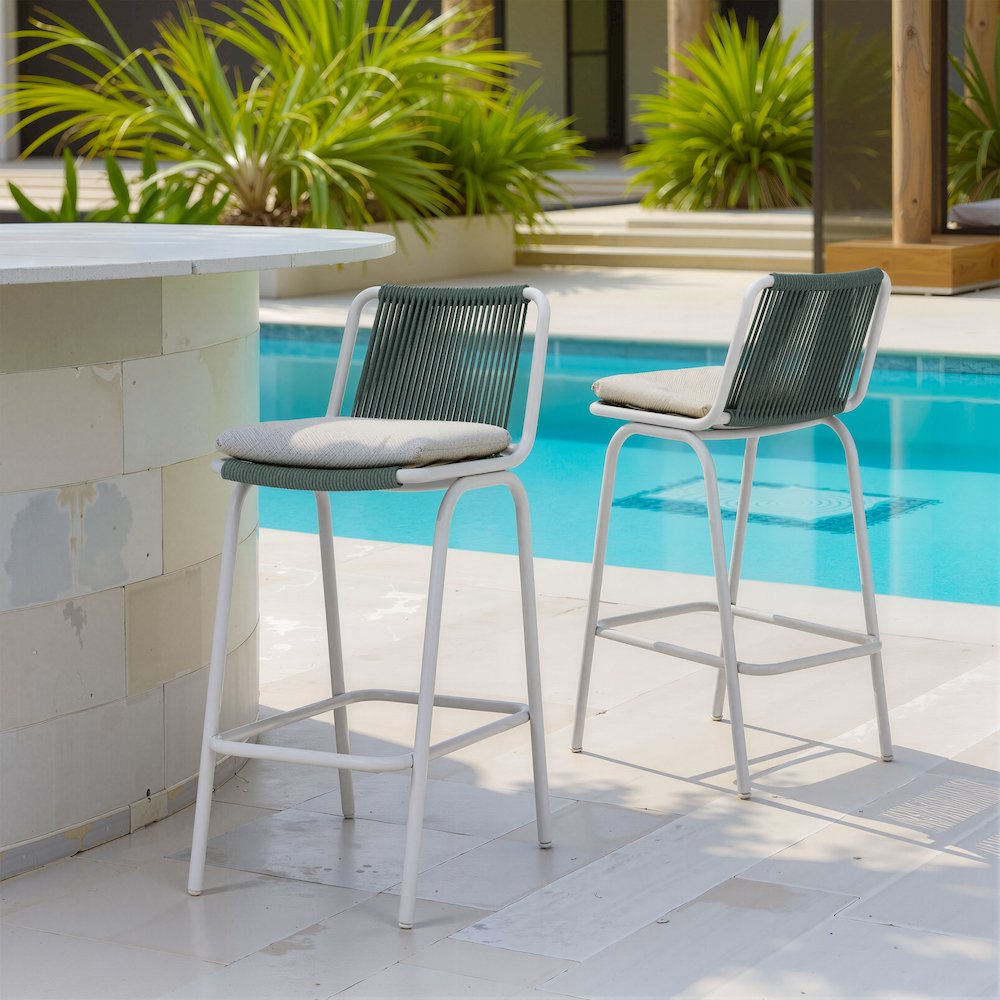 Luft Barstool (Set of 2) White & Green. Picture 8