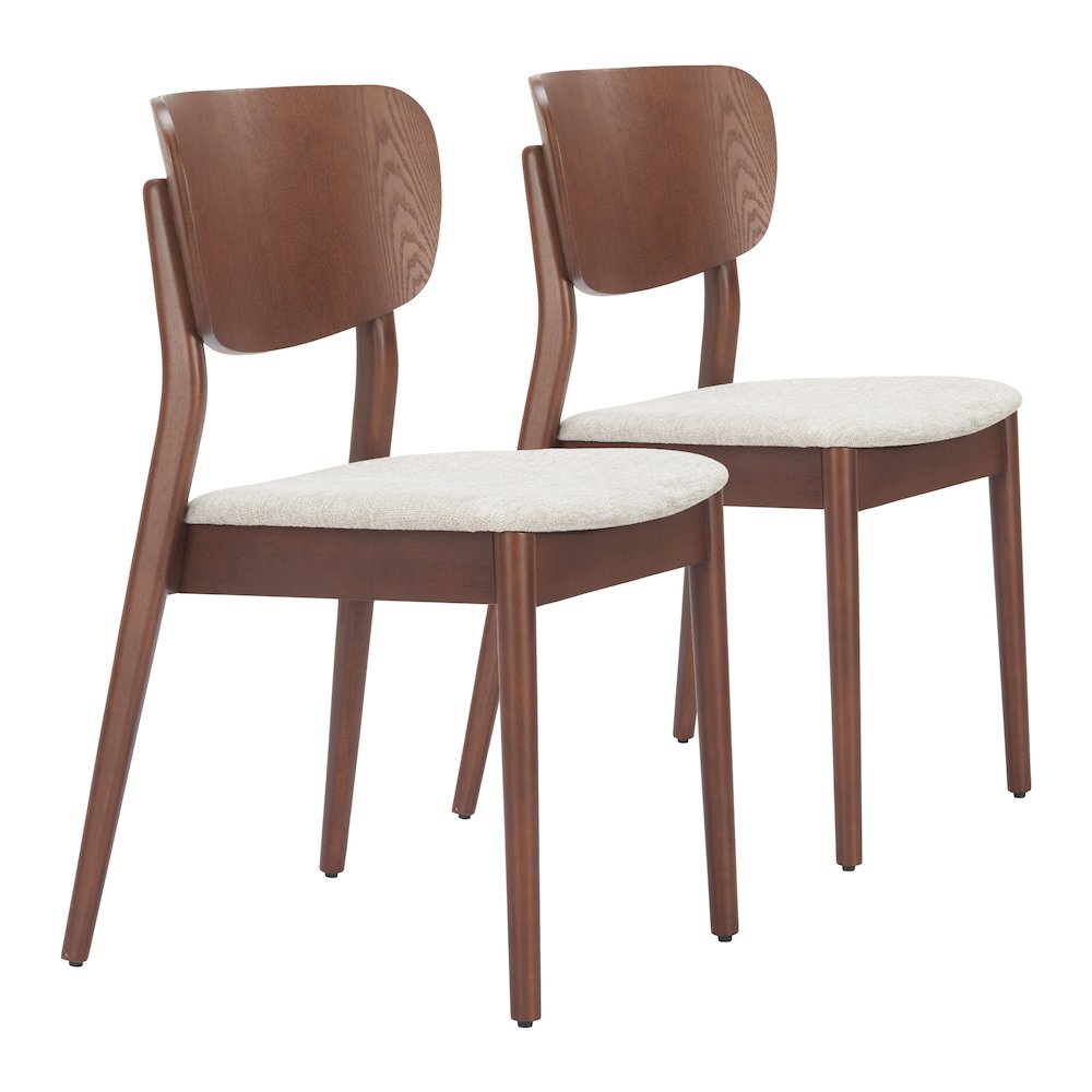 Kellua Dining Chair (Set of 2) Beige & Walnut. Picture 6