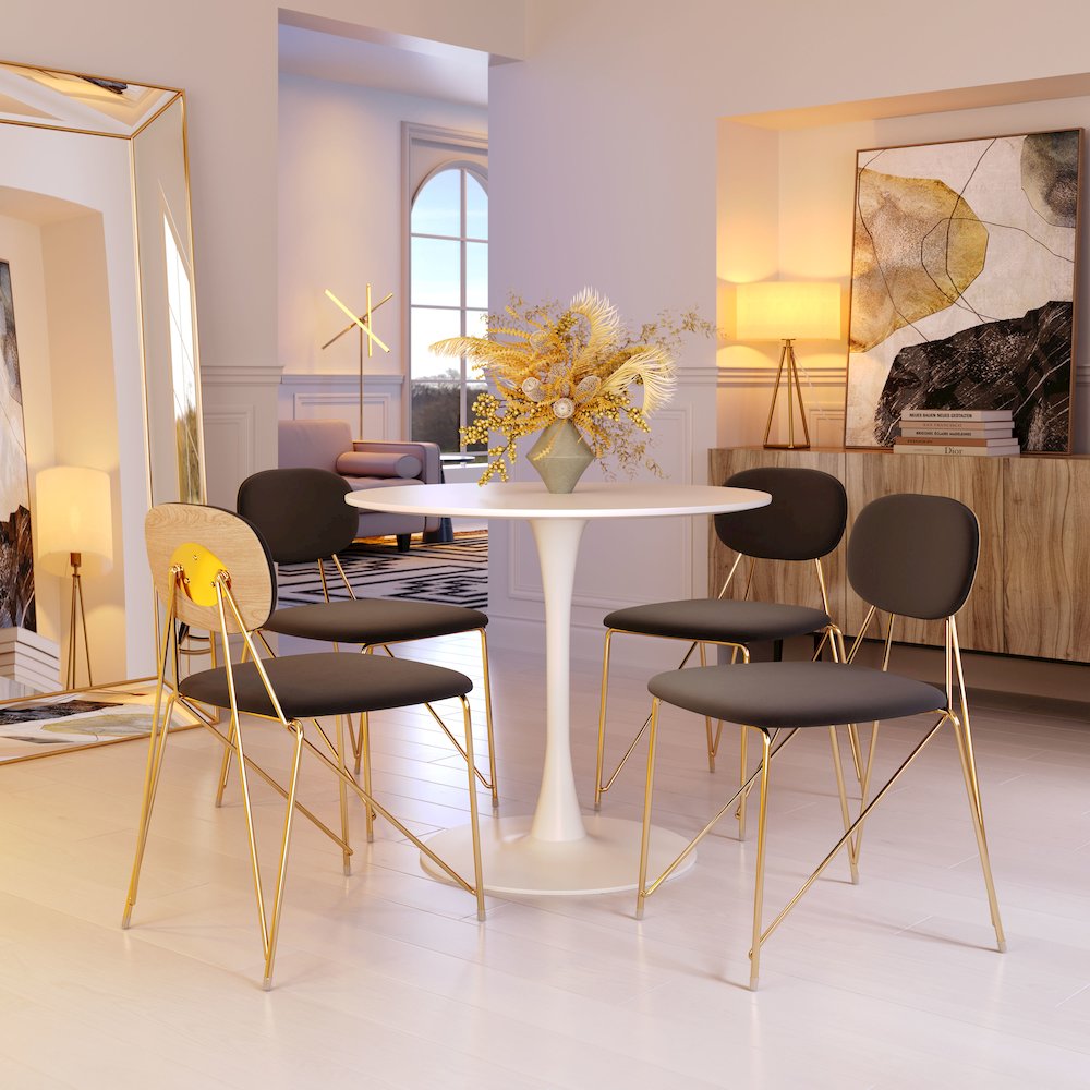 Georges Dining Chair (Set of 2) Gray & Gold. Picture 9