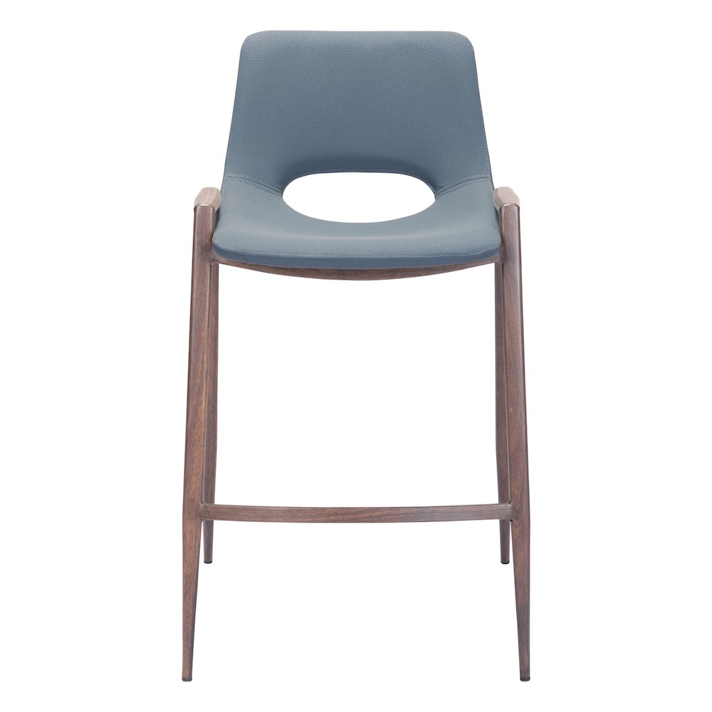 Desi Counter Stool (Set of 2) Azure Gray & Walnut. Picture 3