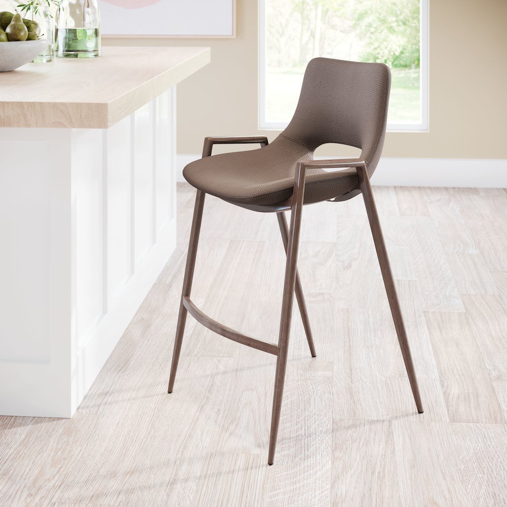 Desi Counter Stool (Set of 2) Brown & Walnut. Picture 9