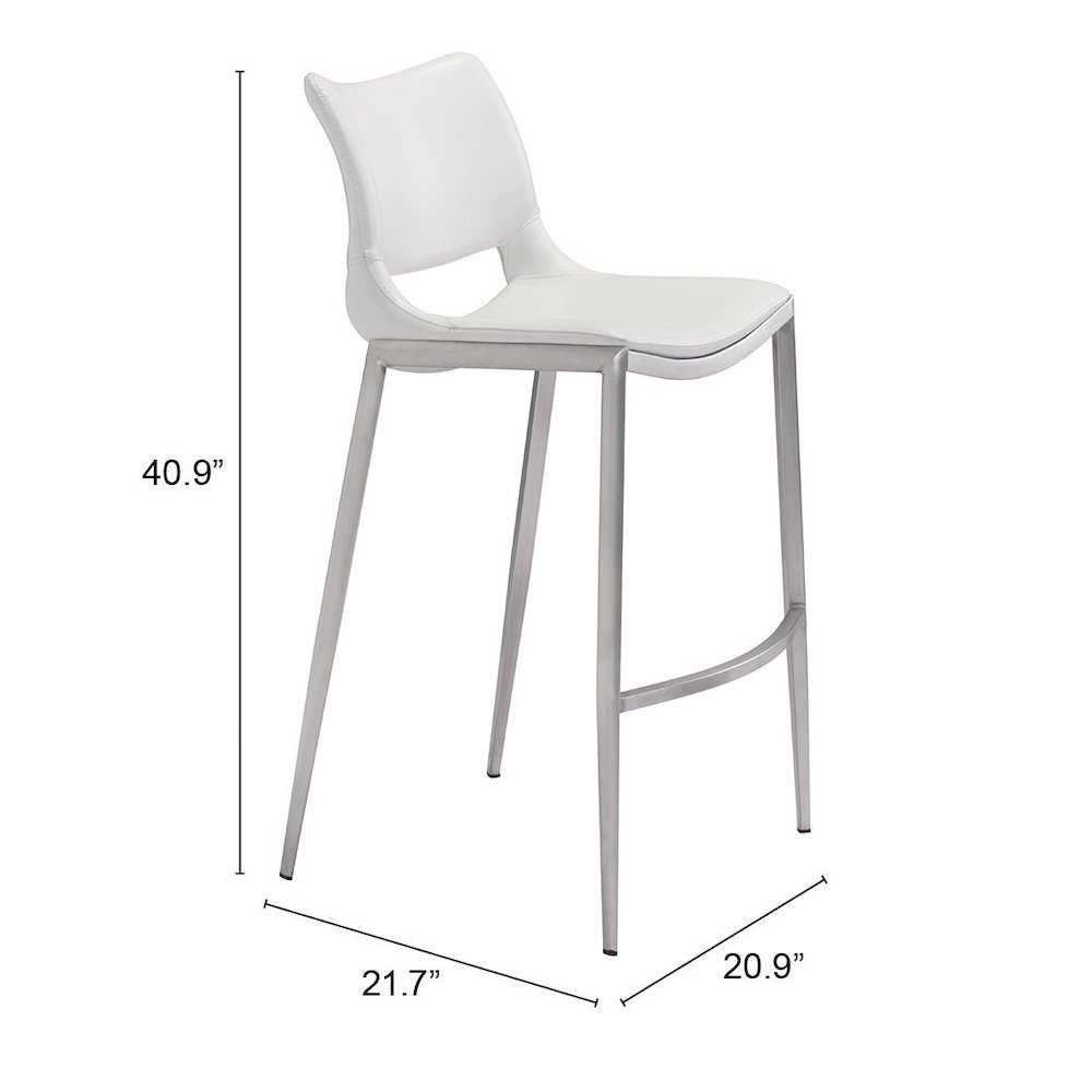 Ace Barstool (Set of 2) White & Silver. Picture 7