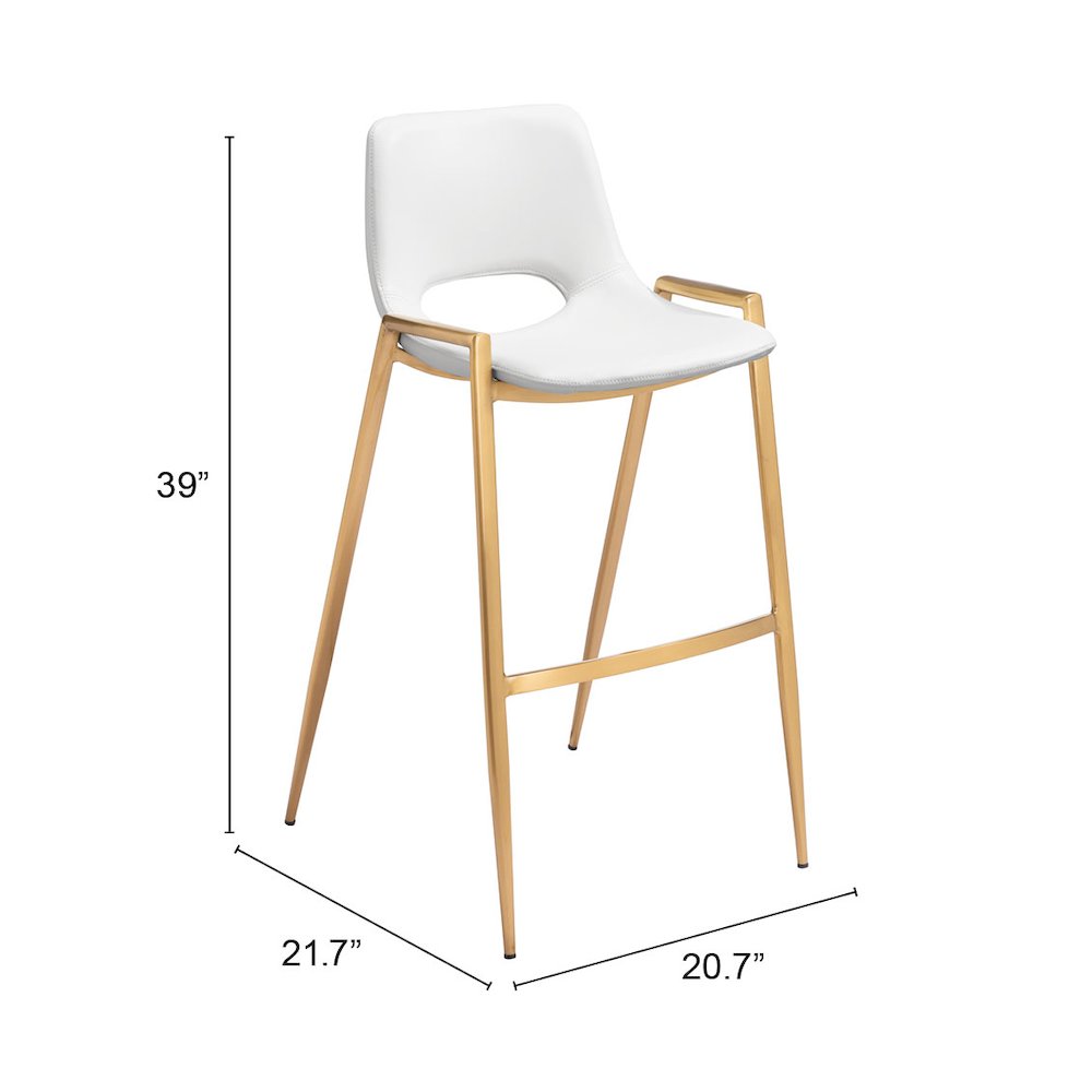 Desi Barstool (Set of 2) White & Gold. Picture 7