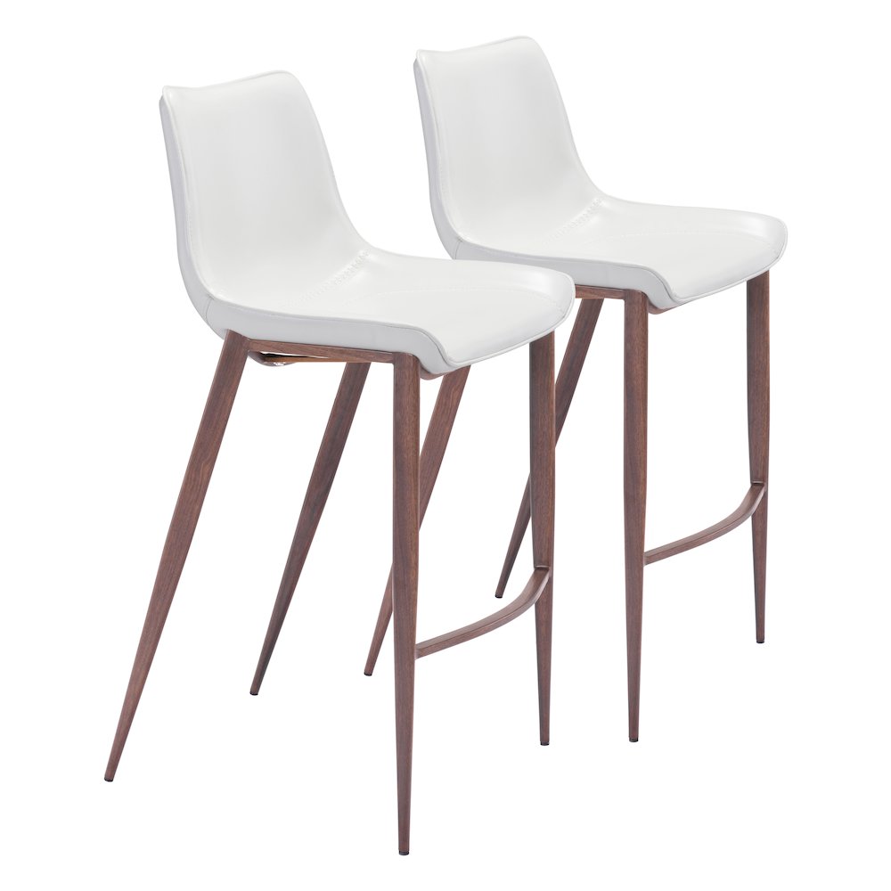 Magnus Barstool (Set of 2) White & Walnut. Picture 6