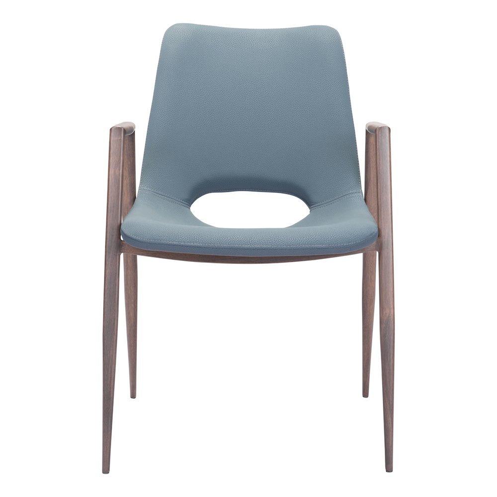 Desi Dining Chair (Set of 2) Azure Gray & Walnut. Picture 3
