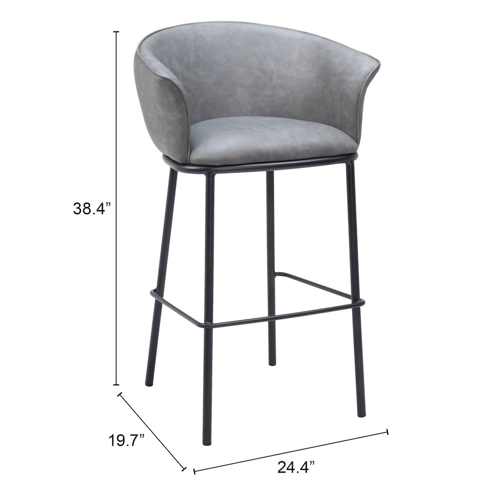Garston Barstool Gray. Picture 7