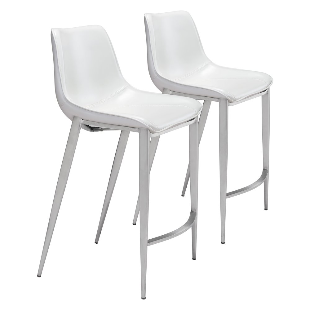 Magnus Counter Stool (Set of 2) White & Silver. Picture 6