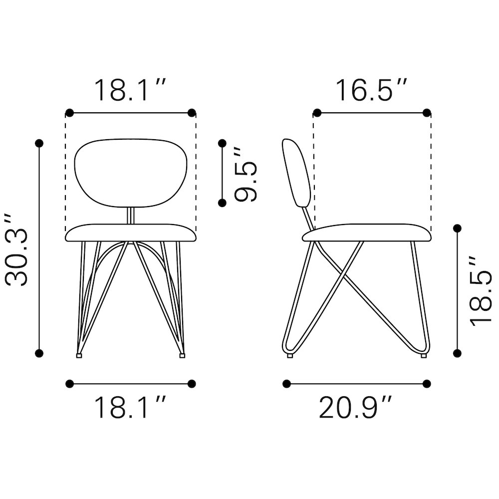 Novi Dining Chair (Set of 2) Maroon Brown. Picture 10