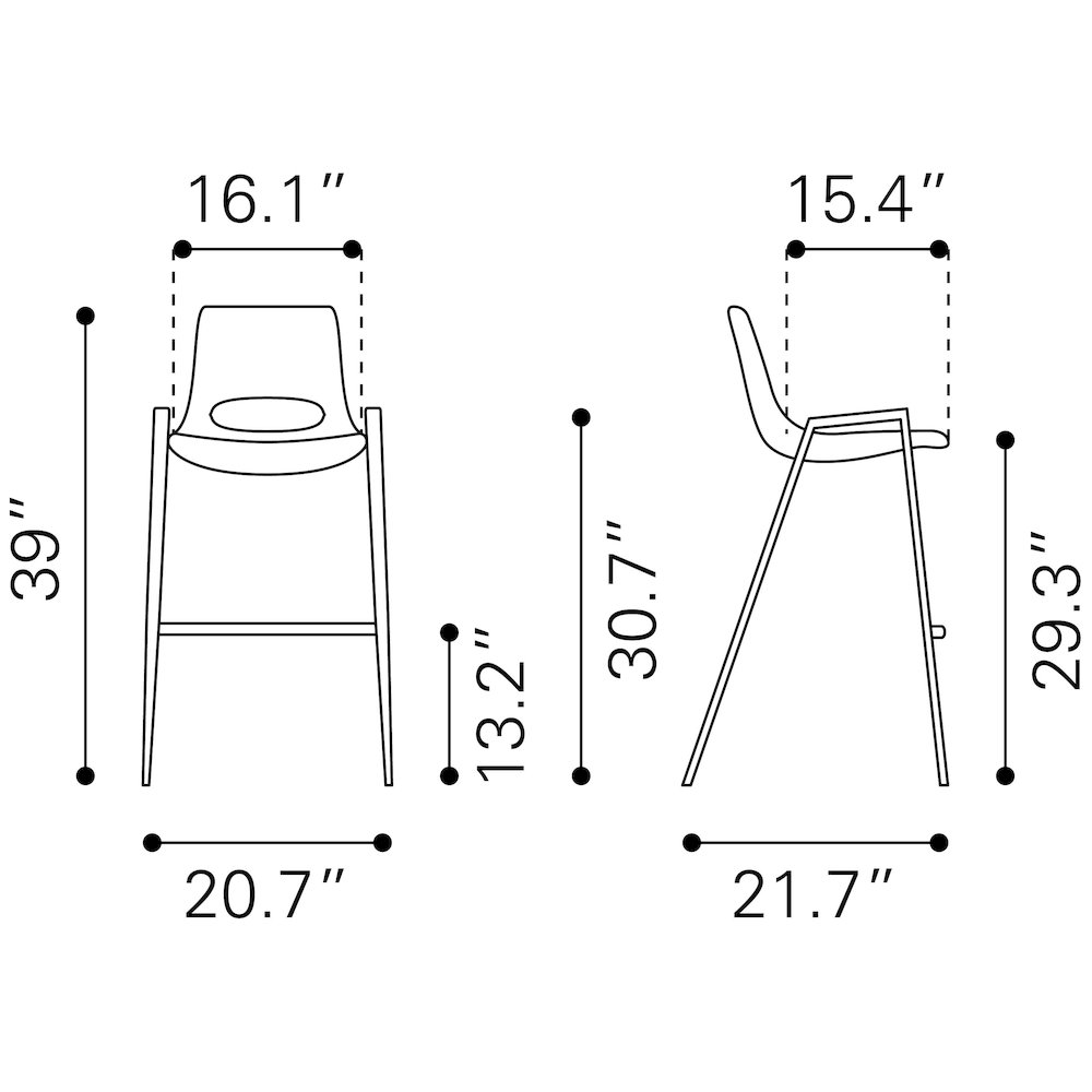 Desi Barstool (Set of 2) White & Walnut. Picture 11