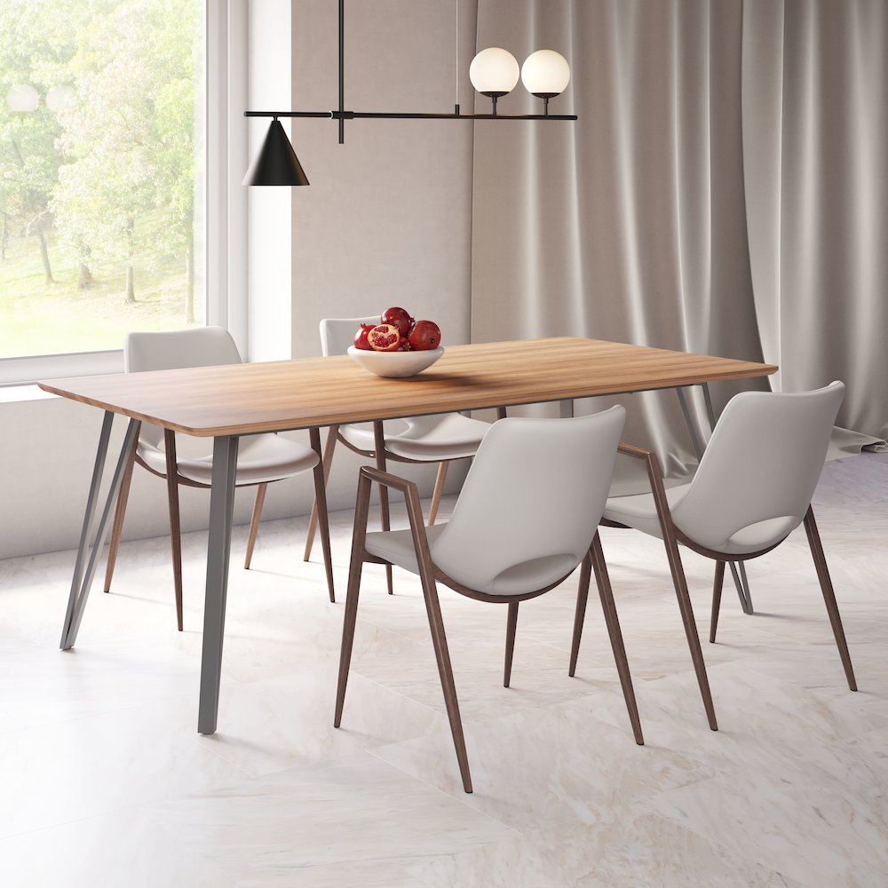Desi Dining Chair (Set of 2) Beige & Walnut. Picture 9