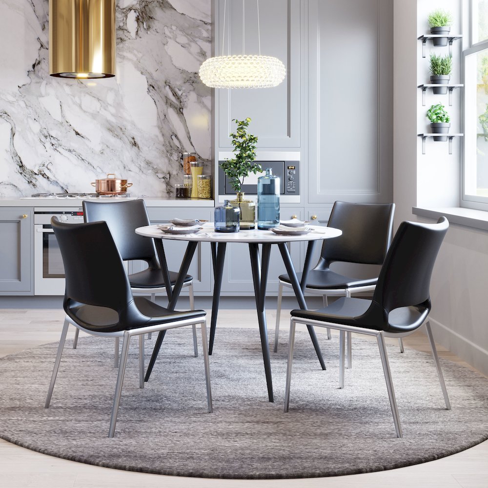 Ace Dining Chair (Set of 2) Black & Silver. Picture 9