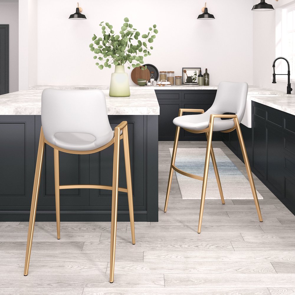 Desi Barstool (Set of 2) White & Gold. Picture 8