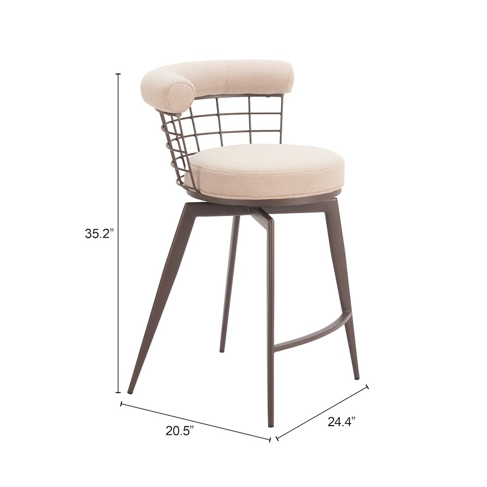 Saku Swivel Counter Stool Beige & Brown. Picture 9