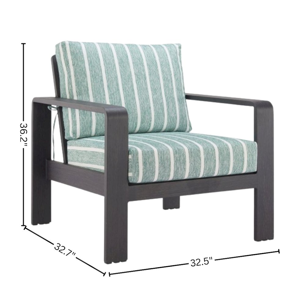 Green Aluminum Outdoor Chair, Modern Patio Seating for Garden or Deck. Picture 9
