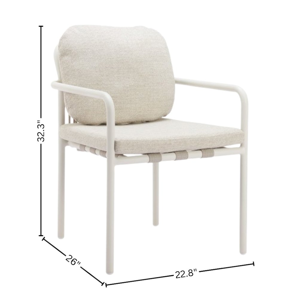 Beige Outdoor Dining Chair, Modern Aluminum Chair for Patio Seating. Picture 5