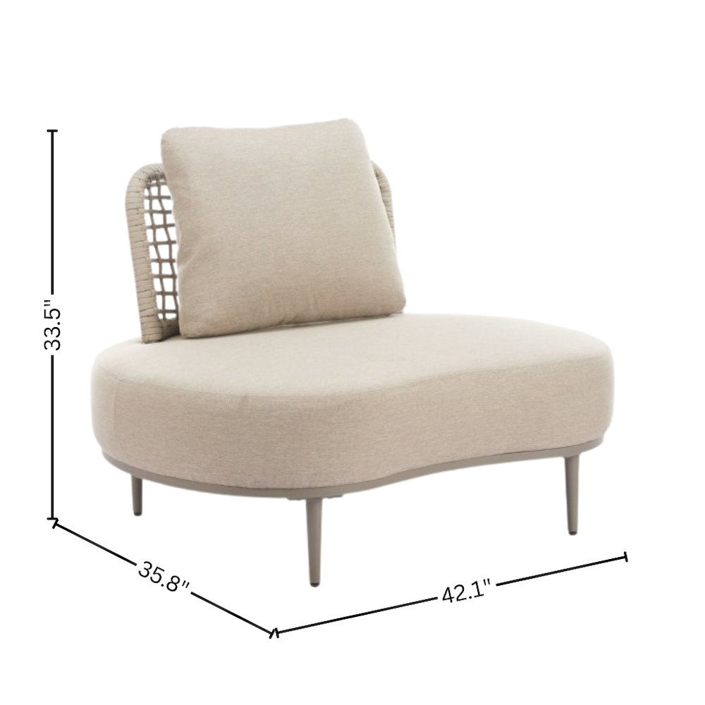Beige Outdoor Club Chair, Wide Cushioned Patio Chair for Relaxation. Picture 5
