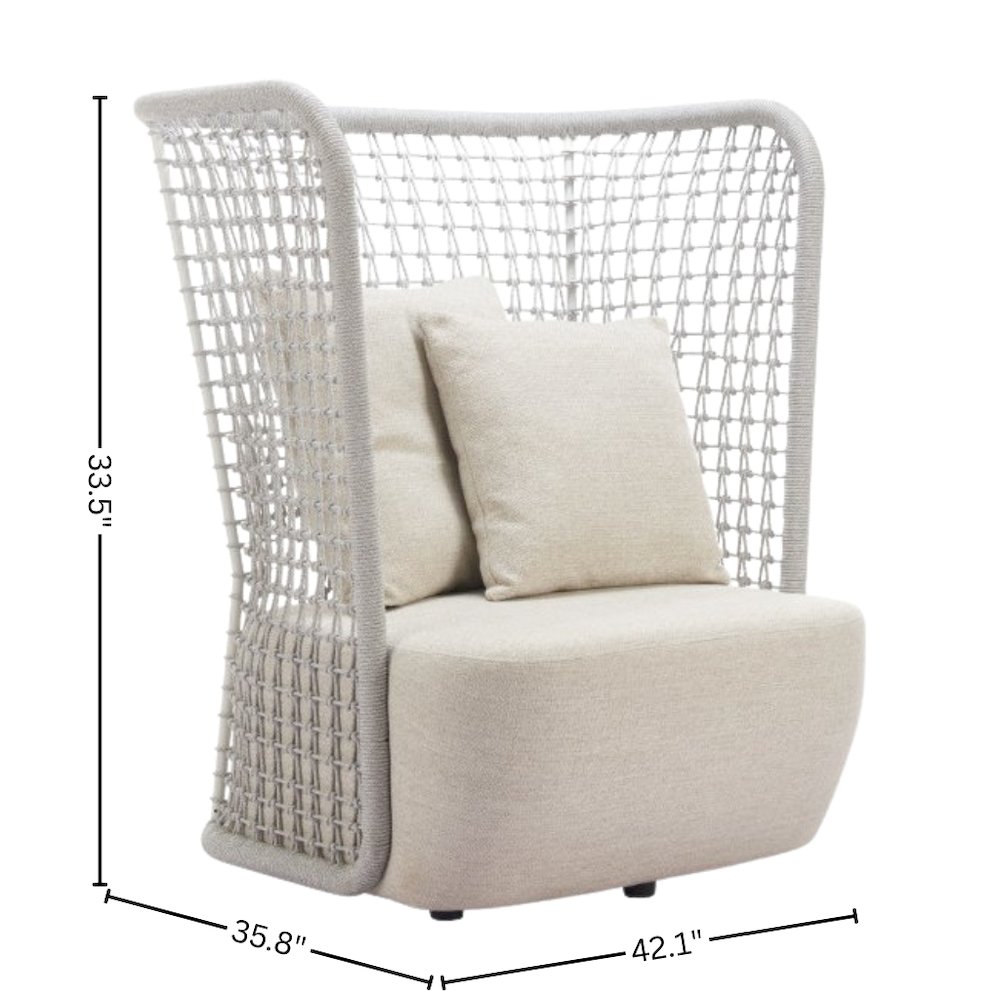 Beige Outdoor Club Seating, Wide Cushioned Patio Lounge With Backrest. Picture 5