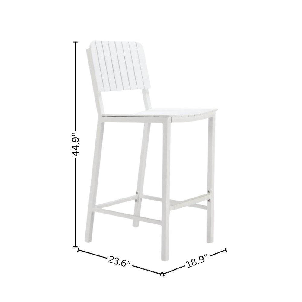 White Outdoor Bar Stool, Tall Aluminum Patio Stool for Outdoor Seating. Picture 5