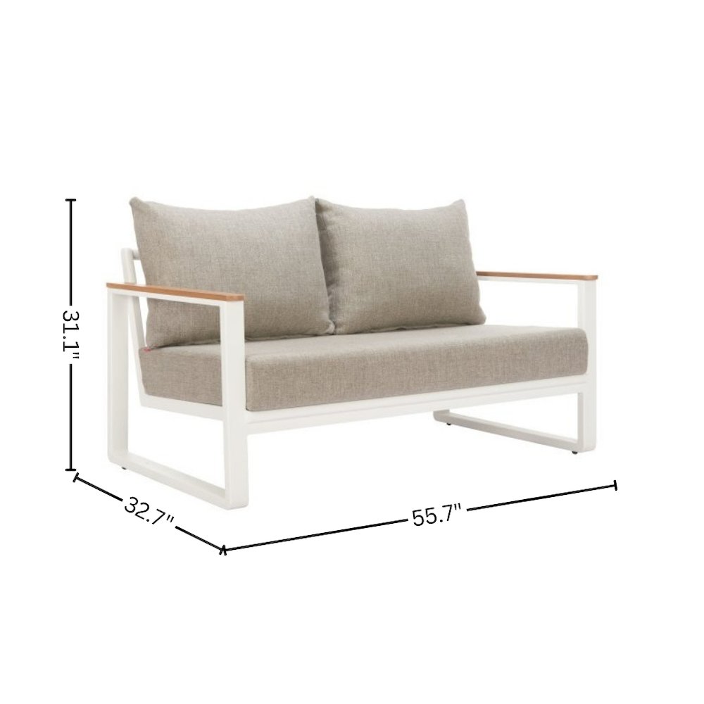 Brown Outdoor Loveseat, Small Patio Sofa With Aluminum Frame Design. Picture 4