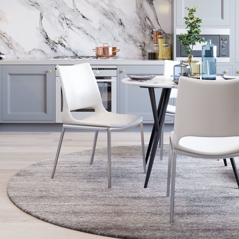 Ace Dining Chair (Set of 2) White & Silver. Picture 8