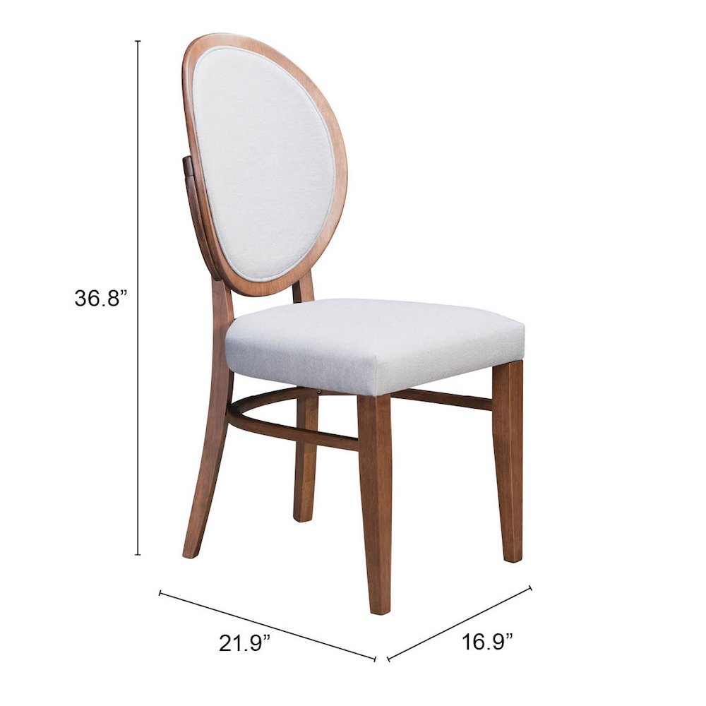 Regents Dining Chair (Set of 2) Walnut & Light Gray. Picture 7
