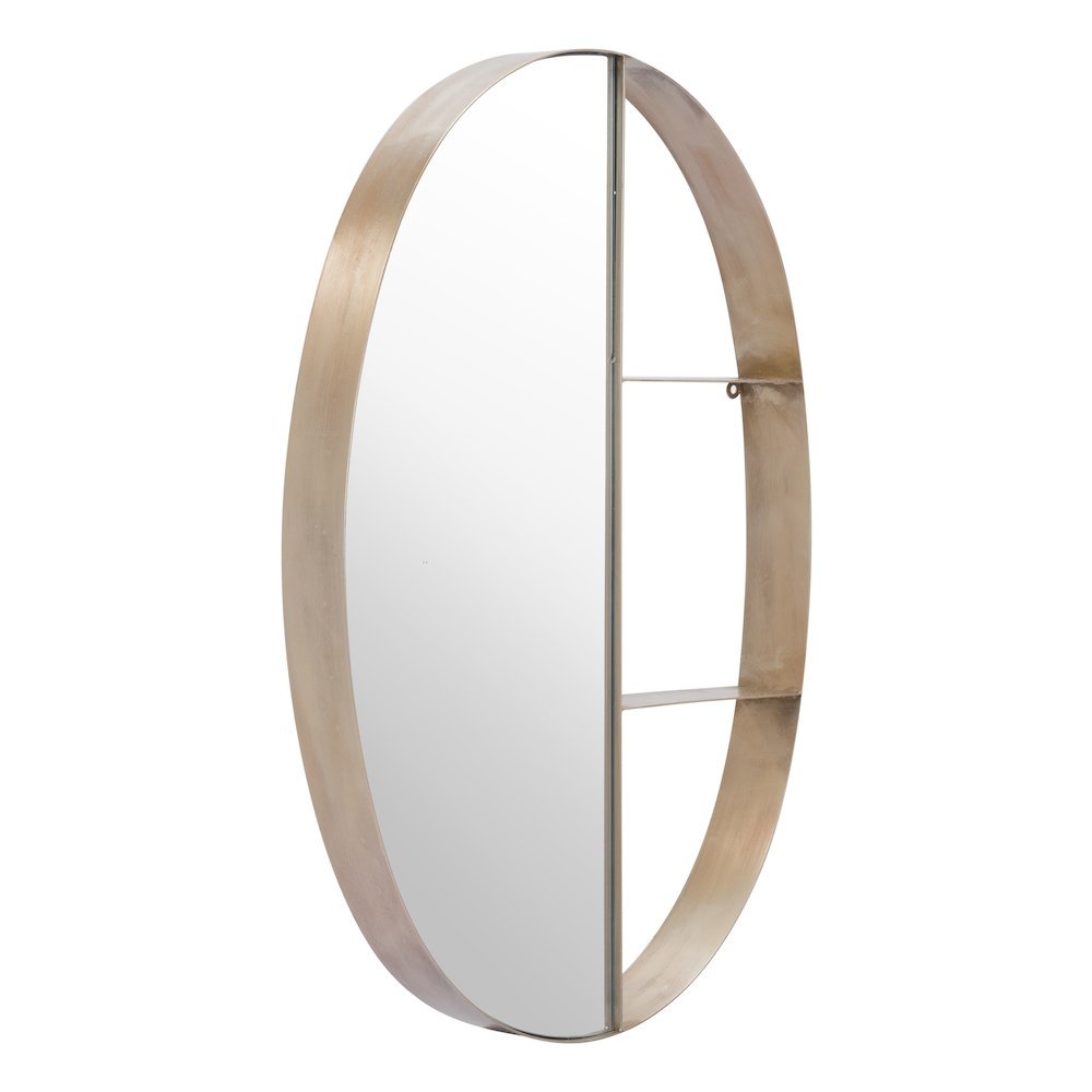 Latitude Oval Shelf Mirror Antique Bronze. Picture 1