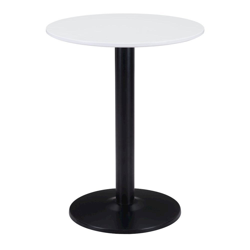 Bistro Table, White & Black, Round MDF Top, Steel Base. Picture 1