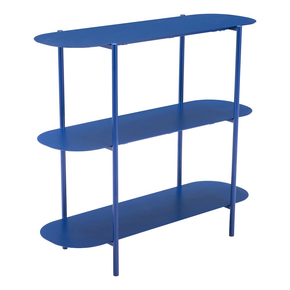 Console Table, Blue, Oval Steel Top, Powder Coated. Picture 1