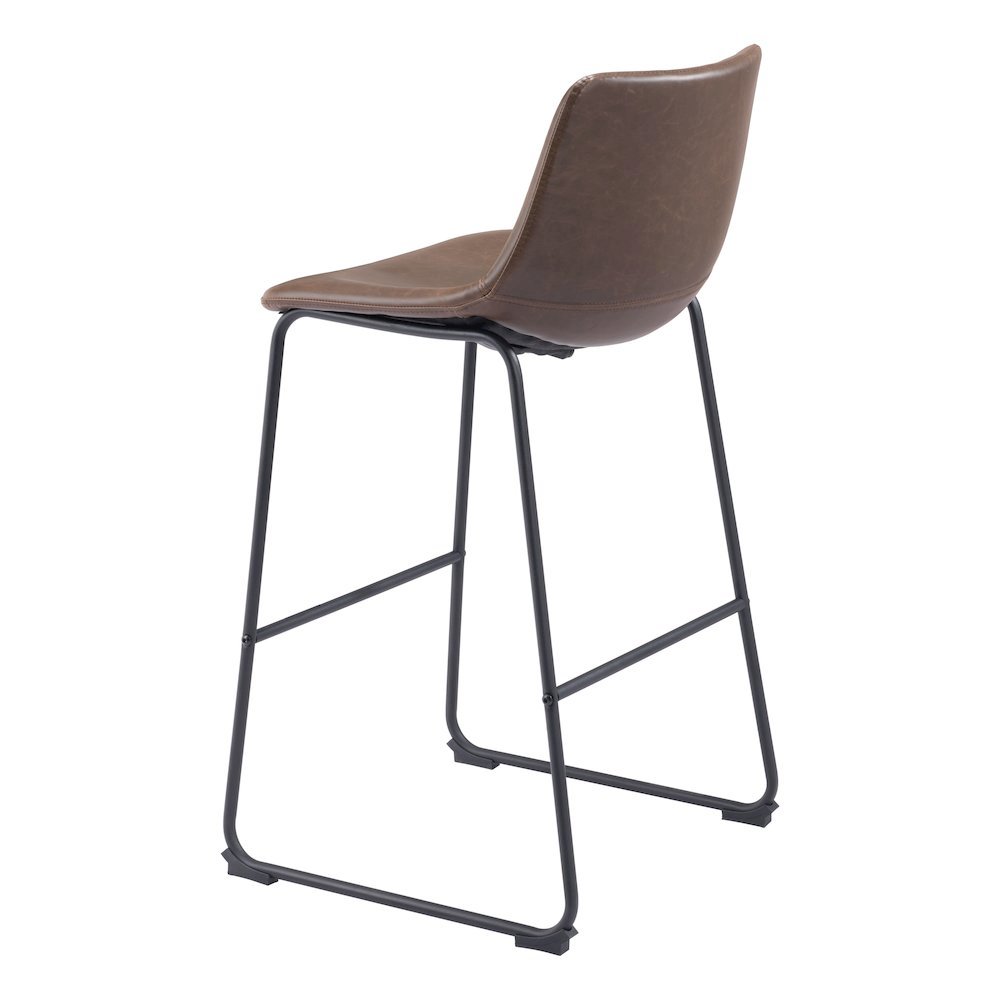 Bar Stools Set of 2, Vintage Espresso Faux Leather, Steel Legs. Picture 6