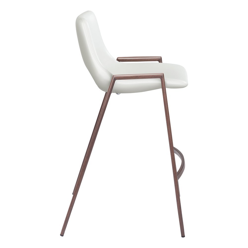 Counter Stools Set of 2, White Faux Leather, Faux Wood Steel Legs. Picture 8