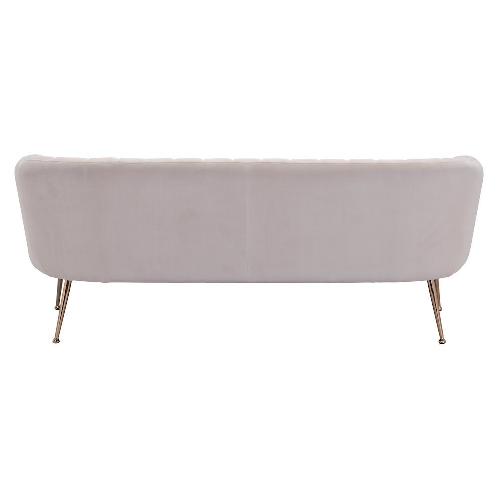 Sofa, Beige Velvet Fabric, 3-Seater, Steel Legs, Armrest Support. Picture 5