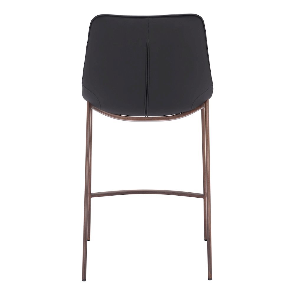Counter Stools Set of 2, Black Faux Leather, Faux Wood Steel Legs. Picture 8