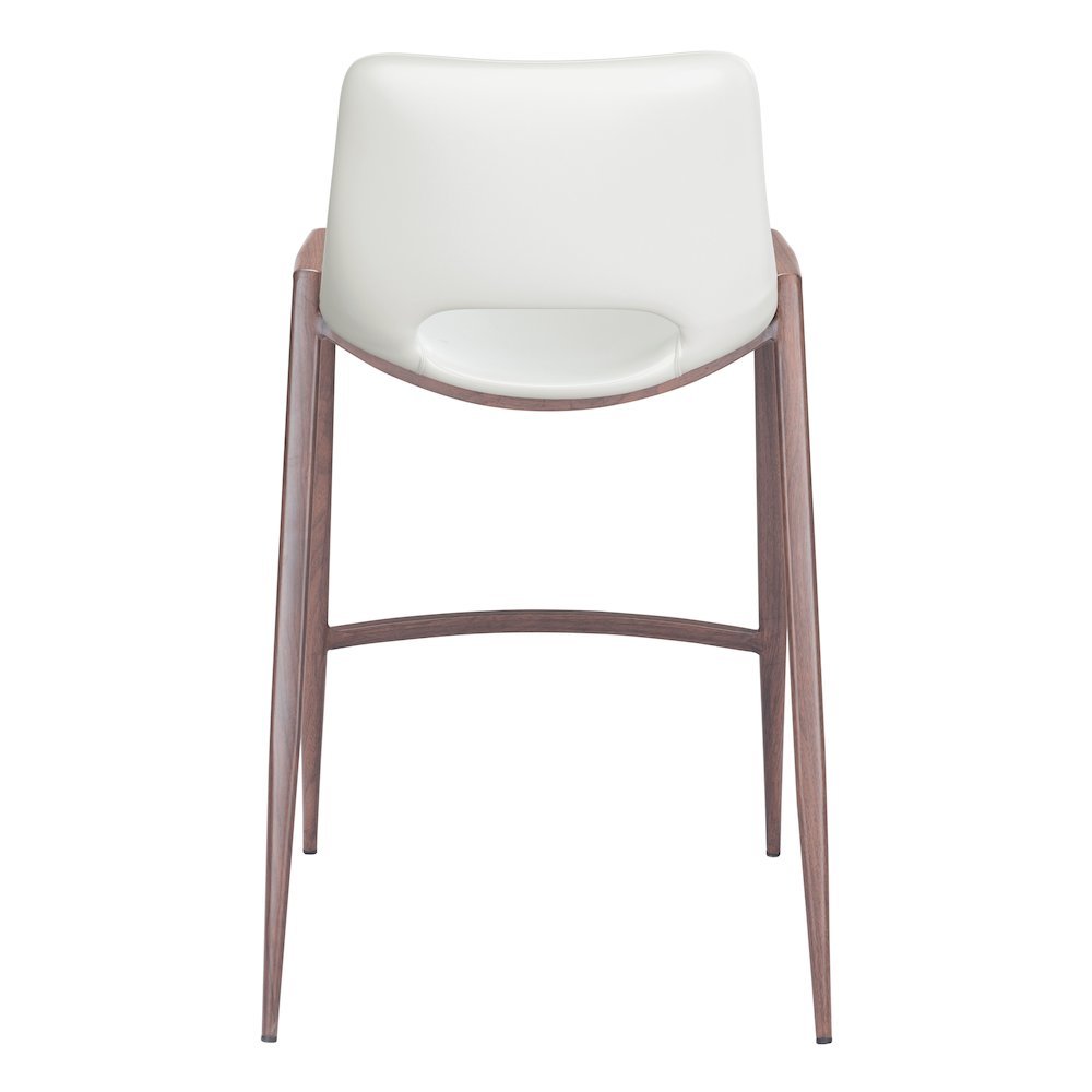 Counter Stools Set of 2, White Faux Leather, Faux Wood Steel Legs. Picture 6