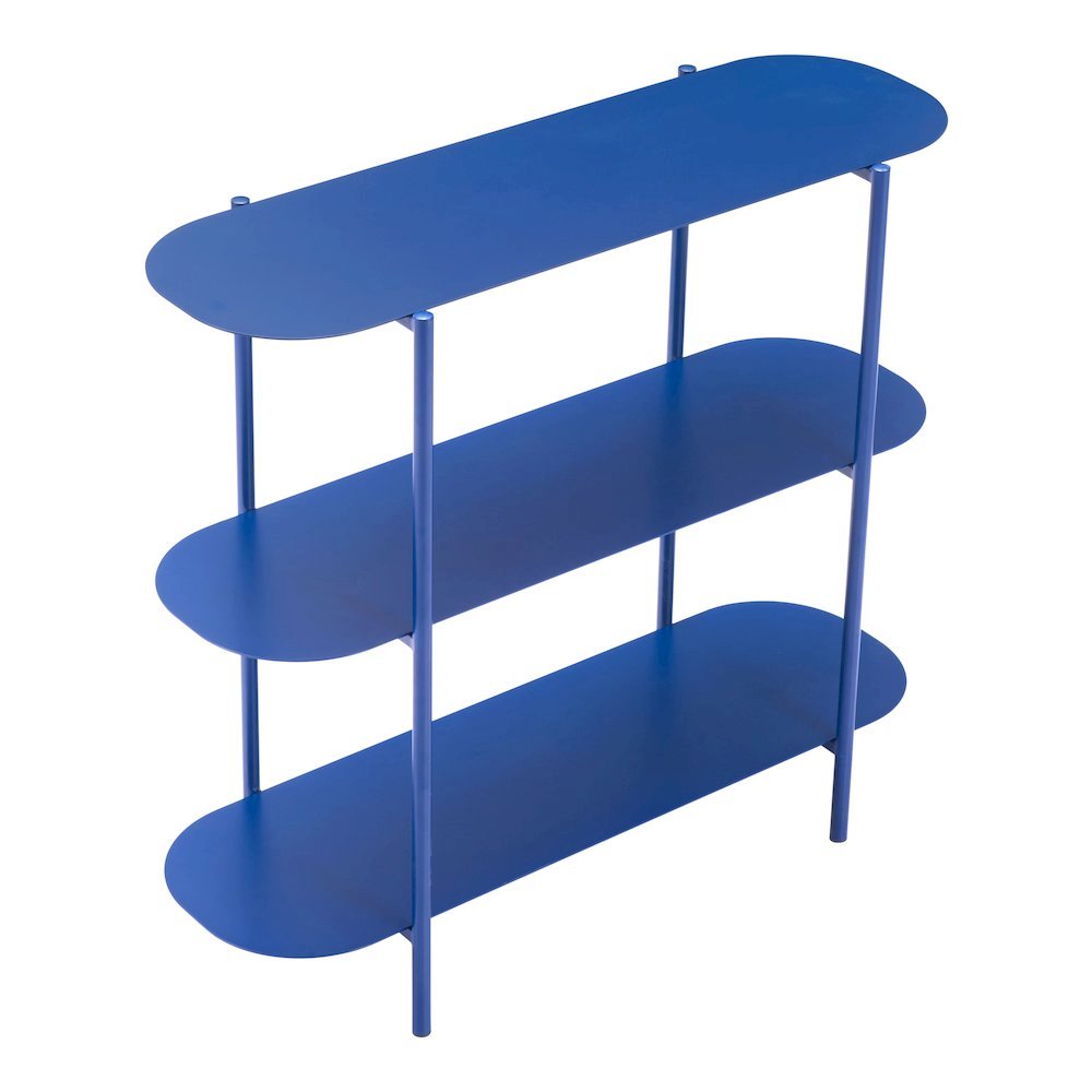 Console Table, Blue, Oval Steel Top, Powder Coated. Picture 6