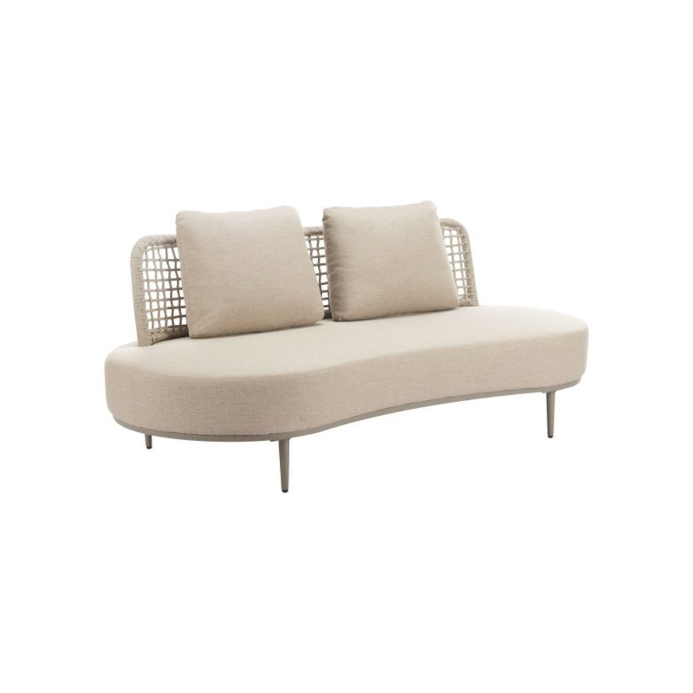 Beige Outdoor Loveseat, Patio Couch With Aluminum and Wicker Frame. Picture 1