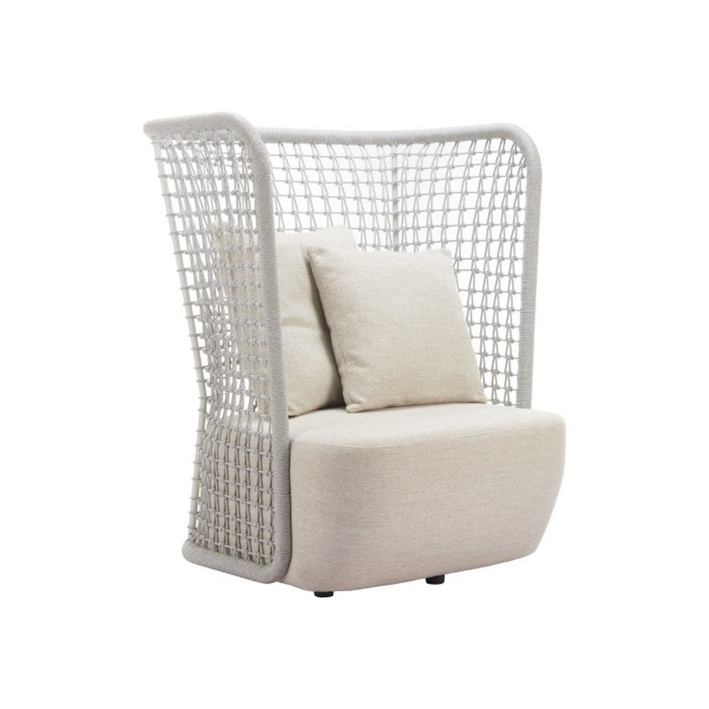 Beige Outdoor Club Seating, Wide Cushioned Patio Lounge With Backrest. Picture 1