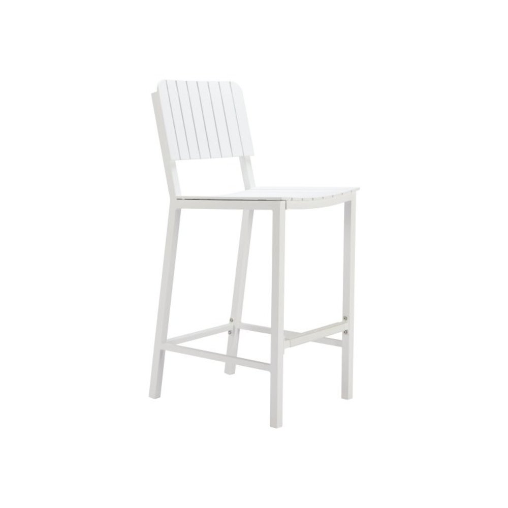 White Outdoor Bar Stool, Tall Aluminum Patio Stool for Outdoor Seating. Picture 1