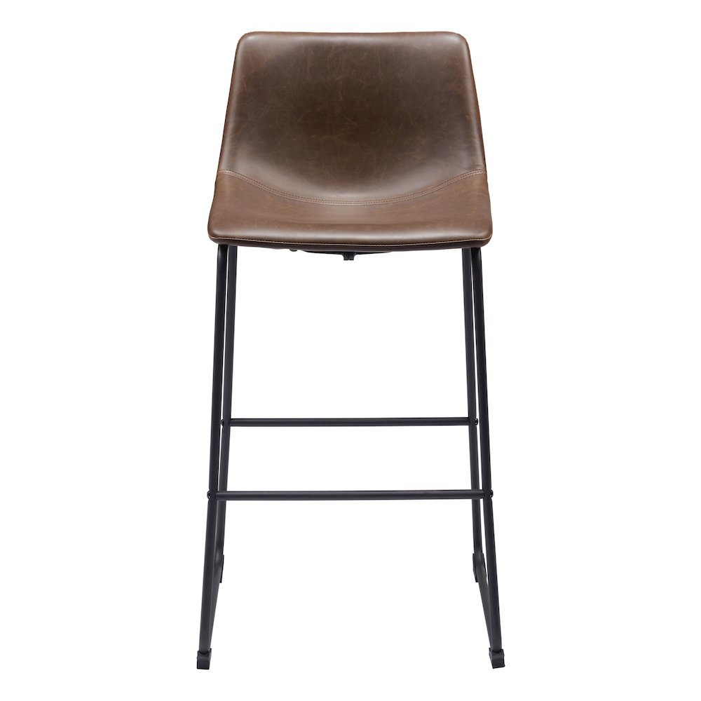 Bar Stools Set of 2, Vintage Espresso Faux Leather, Steel Legs. Picture 7