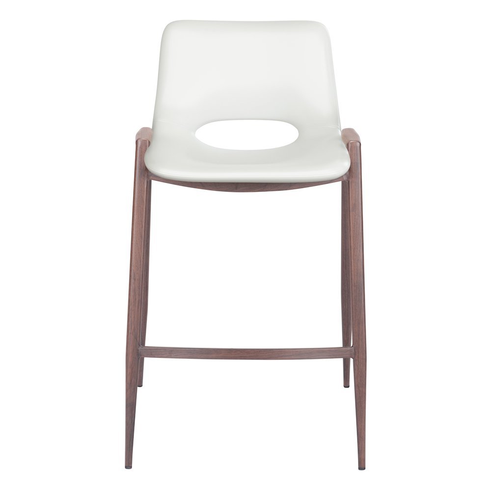 Counter Stools Set of 2, White Faux Leather, Faux Wood Steel Legs. Picture 5