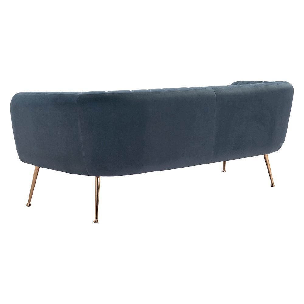 Sofa, Gray Velvet Fabric, 3-Seater, Steel Legs, Armrest Support. Picture 4