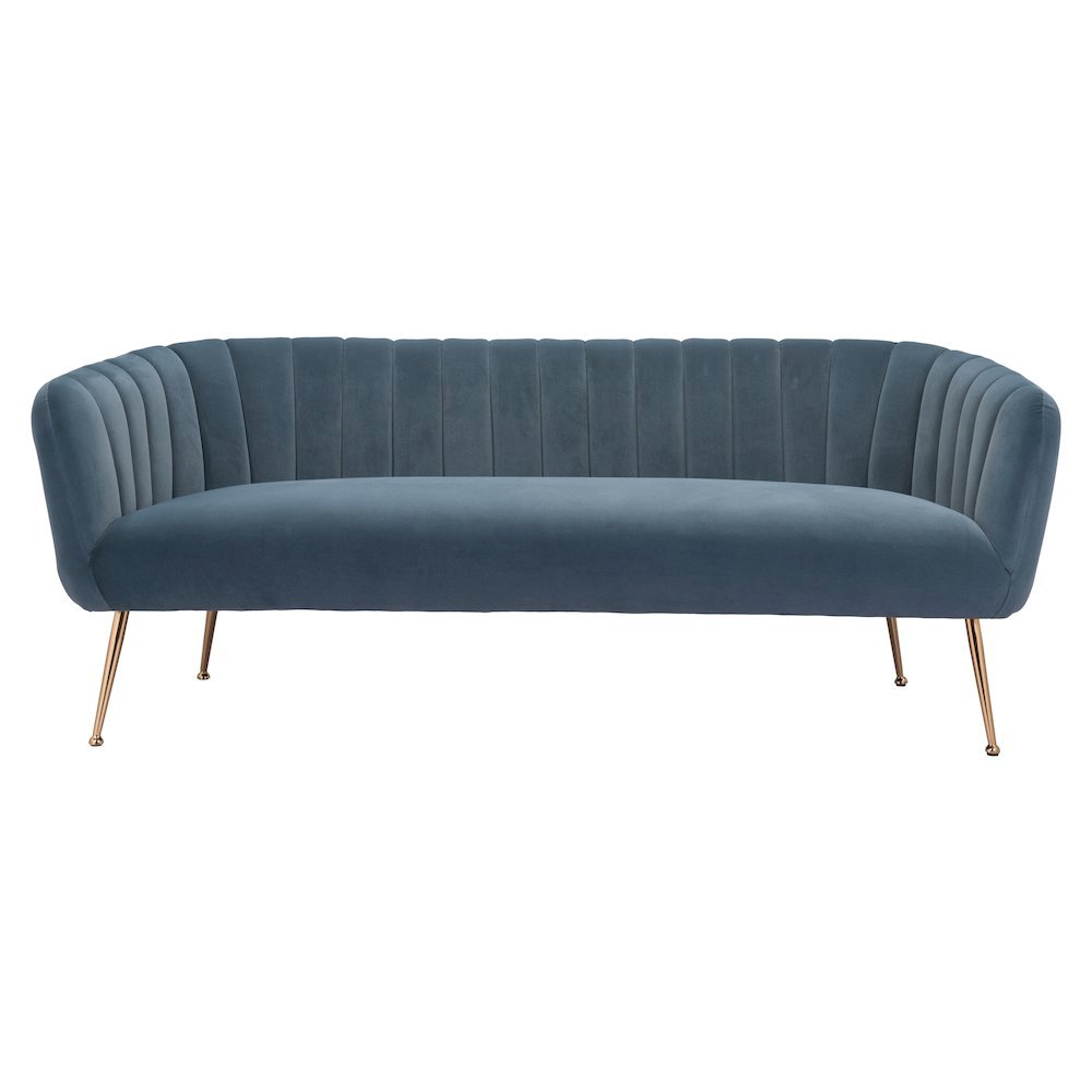 Sofa, Gray Velvet Fabric, 3-Seater, Steel Legs, Armrest Support. Picture 5